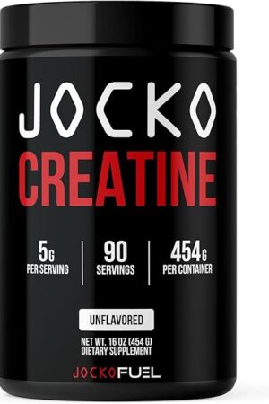 Jocko Fuel Creatine Monohydrate Powder - Creatine for Men & Women, Supplement for Athletic Performance & Muscle Health, 90 Servings 16 oz (Unflavored) (16 OZ JAR)