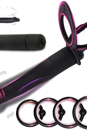 Anal Couples Male Adult Sex Toys - Strap On Anal Dildo with Vibrating Cock Ring, Vibrating Anal Butt Plug Penis Sleeve Vibrator Sex Toy 10 Vibrations, Double Dildo for Men Couple Women Pleasure