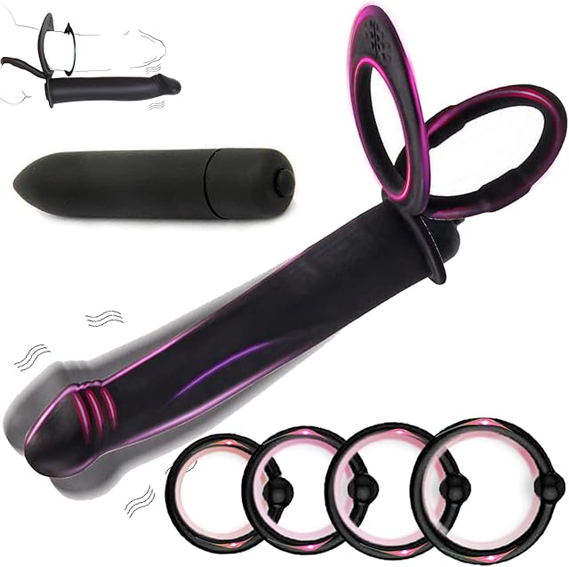 Anal Couples Male Adult Sex Toys - Strap On Anal Dildo with Vibrating Cock Ring, Vibrating Anal Butt Plug Penis Sleeve Vibrator Sex Toy 10 Vibrations, Double Dildo for Men Couple Women Pleasure