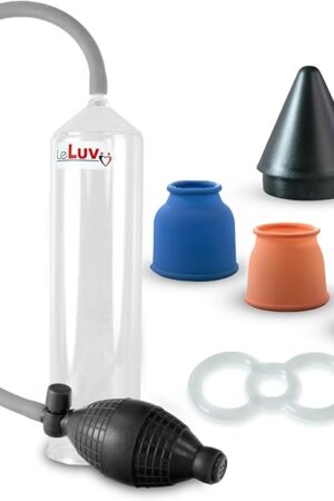 LeLuv Vacuum Pump Easyop Bgrip Ball Handle Bundle with 3 Sizes of Sleeve 1 Inch to 1.5 Inch, Number 3 (.5 Inch) Ring and Easy Loader Cone