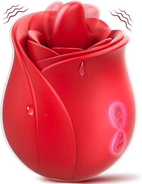 Vibrator Adult Sex Toys for Women, Rose Sex Toy with Licking Tongue, Female Sex Toys with 7 Licking, Adult Toys for Women with 7 Vibrating Modes, Nipple Toys Vibrators Clitoral Stimulator
