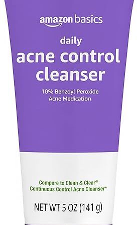 Amazon Basics Acne Cleanser Face Wash - Daily Control, Maximum Strength 10% Benzoyl Peroxide, 5 Ounce