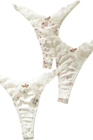 Women's 3 Pack Lace Underwear No Show Thong Low Rise Comfort Panties