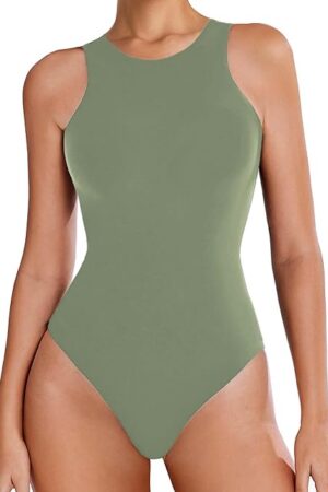 Bodysuits for Women Crew Neck Sleeveless Body Suits Snap Closure Double Lined Tank Tops Bodysuit