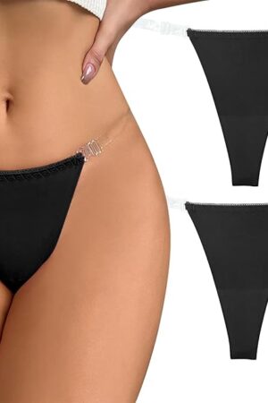 G String Thongs for Women No Show Nude Seamless Ice Silk Panties Clear Strap Invisible See Through Underwear