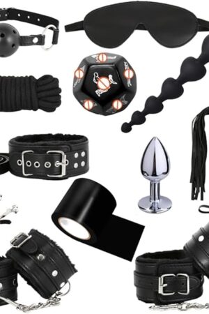 BDSM Restraints Bondage Kits 13 Pcs Sex Toys for Beginner Handcuffs Ankle Cuffs Collar Blindfold Anal Toys Play Adult SM Games for Couples