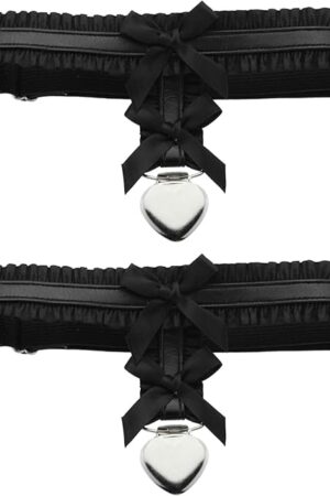 Women Punk Gothic Garter Adjustable Wedding Bowknot Bridal Lace Garter Belt