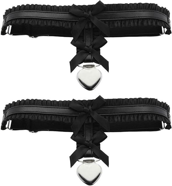 Women Punk Gothic Garter Adjustable Wedding Bowknot Bridal Lace Garter Belt