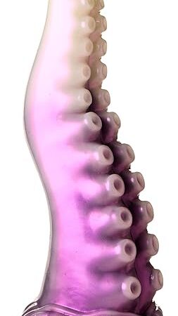 Astropus Tentacle Silicone Dildo for Men, Women & Couples Fantasy Dildo & Strong Suction Cup Base Harness Compatible, Stimulating Textures 1 Piece, White & Purple