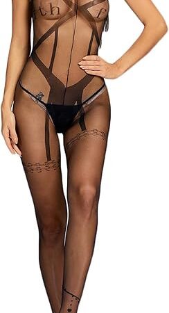 xoxingysm Womens High Waist Tights Stockings Thigh High Sexy Pantyhose Soft Lingerie Lace Bodysuit Underwear(AB)