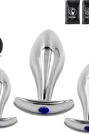 Anal Plug Beginner Set - 3 PCS Jewel Butt Plugs Sex Toy Anal Training Kit- G Spot Anal Sex Adult Toy for Beginner Adult Unisex Women and Men Couple?Blue?