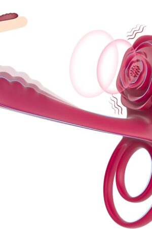 Vibrating Cock Ring with Rose Clitoral Stimulator G Spot Vibrator, Yivans Sex Toy 3 in 1 Penis Ring Vibrator with 10 Vibration Modes, Couples Adult Sex Toys for Men for Erection Enhancing Pleasure