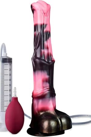 12 Inch Horse Dildo Huge Pink Black Squirting Ejaculating Silicone Dildos with Ring Shaft and Strong Hands Free Suction Cup Waterproof Animal Dildo Large Anal Plug Sex Toy Suitable for Adult Men Women