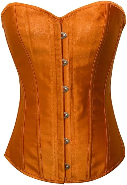 Black Satin Sexy Strong Boned Corset Lace Up Overbust Waist Cincher Bustier Bodyshaper Top - Also White & Red