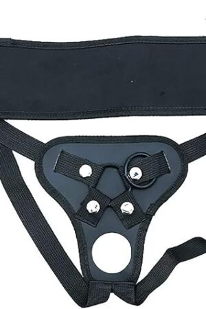 Adjustable Strap On Dildo Harness, Double Hole Pegging Harness Leather Soft Ring Belt for Male and Female (Black)