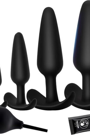 4PCS Silicone Anal Butt Plug Set, Beginner to Advanced, Trainer Kit with Flared Base for Women, Men Comfortable Long-Term Wear, Premium Training Sets, Sex Toys for Couples