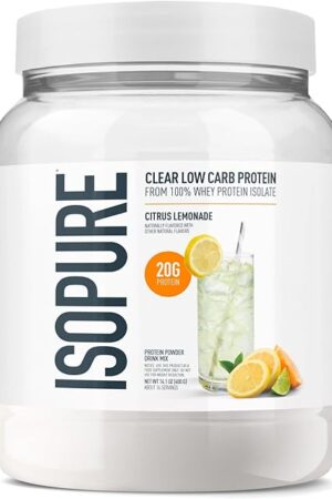 Isopure Clear Whey Isolate Protein Powder, Lactose Free, Gluten Free, Naturally Flavored, Citrus Lemonade, 20g Protein Per Serving, 141 Oz, 16 Servings (Packaging May Vary)