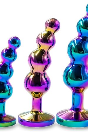 3 PCS Metal Anal Butt Plug Sex Toys,Gilingirl Stainless Steel Butt Beads with Jewelry Design for Women Men and Couple,Prostate Massager Anal Training Set Adult Toys for Beginners