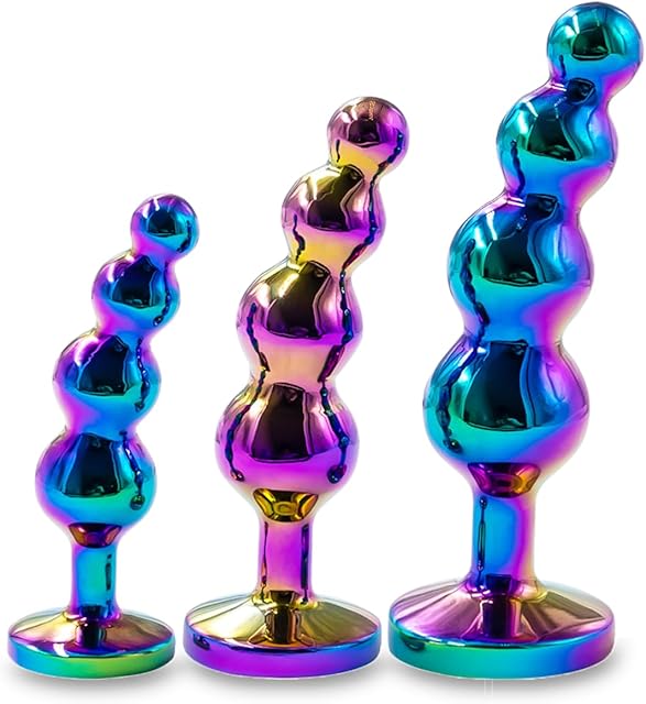 3 PCS Metal Anal Butt Plug Sex Toys,Gilingirl Stainless Steel Butt Beads with Jewelry Design for Women Men and Couple,Prostate Massager Anal Training Set Adult Toys for Beginners