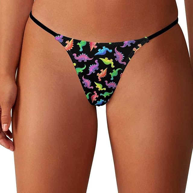 Colorful Dinosaur Dinos Women's G-String Thong Printed T-Back Underwear Sexy Panty