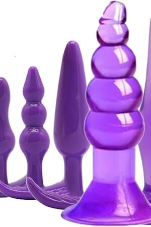 Butt Plugs, 6 Pcs Anal Training Kit Soft Jelly Anal Plug G-spot Prostate Massager Anus Trainer for Adult Masturbation SM Beginner Gay Couple Sex Game Play for Men Women Couples(Purple)