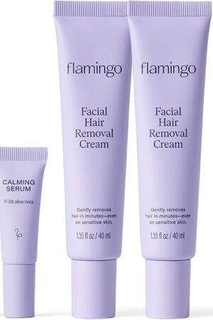 Flamingo Facial Hair Removal Cream - 135 fl oz - Pack of 2 - Gentle Formula - Safe for Sensitive Skin