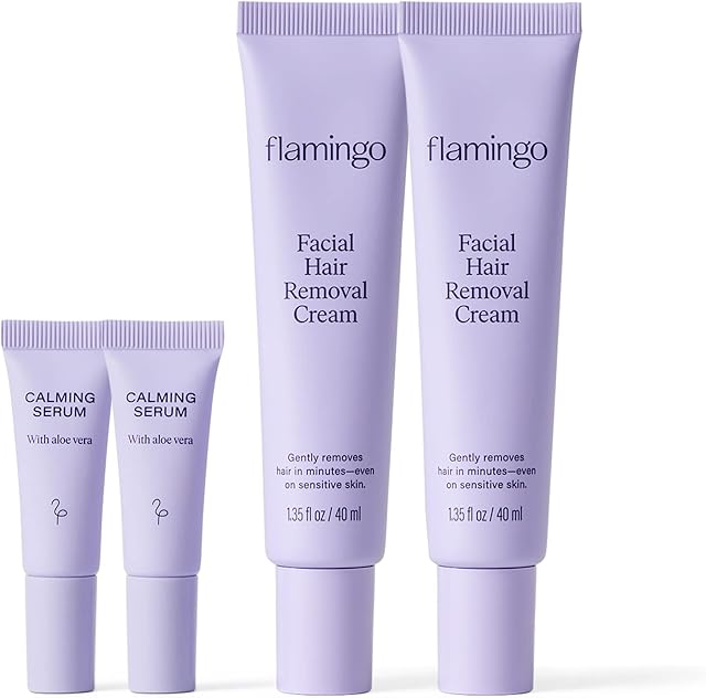 Flamingo Facial Hair Removal Cream - 135 fl oz - Pack of 2 - Gentle Formula - Safe for Sensitive Skin
