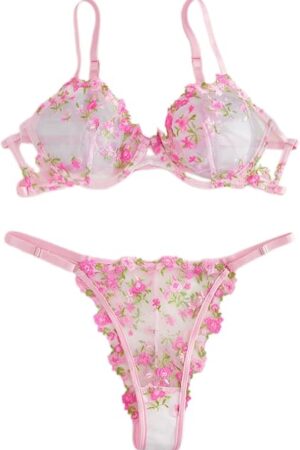 2 Piece Lingerie Sets for Women Sexy Push Up Underwear Cute Lace Bra and Panty Set