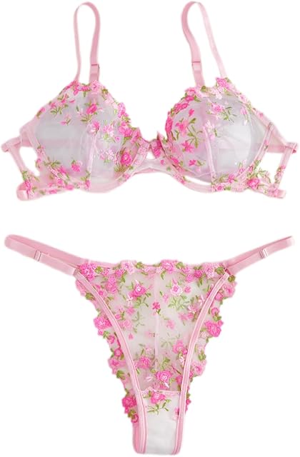 2 Piece Lingerie Sets for Women Sexy Push Up Underwear Cute Lace Bra and Panty Set