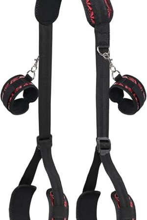 Bondage Restraints, BDSM Kit Sex Bondage with Adjustable Handcuffs & Sex Straps for Couples SM Game Play, Bed Restraints with Neck to Leg Spreader Bondage Rope for Women Beginner Adult Sex Toys