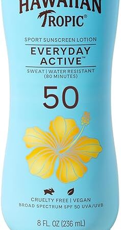 Hawaiian Tropic Island 8 Ounce Sport Broad Spectrum Sunscreen Lotion with SPF 50