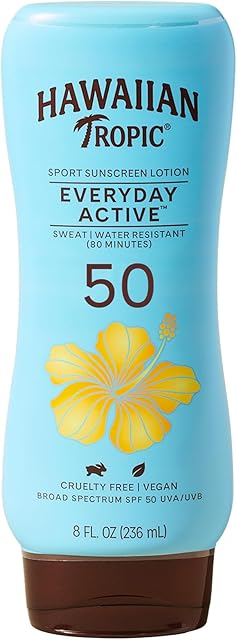 Hawaiian Tropic Island 8 Ounce Sport Broad Spectrum Sunscreen Lotion with SPF 50