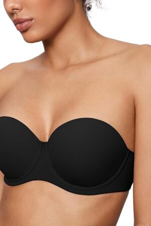 Women's Inbarely Plus Strapless Bra Full Coverage Lightly Lined Multiway Sexy Underwire Support Seamless Bras