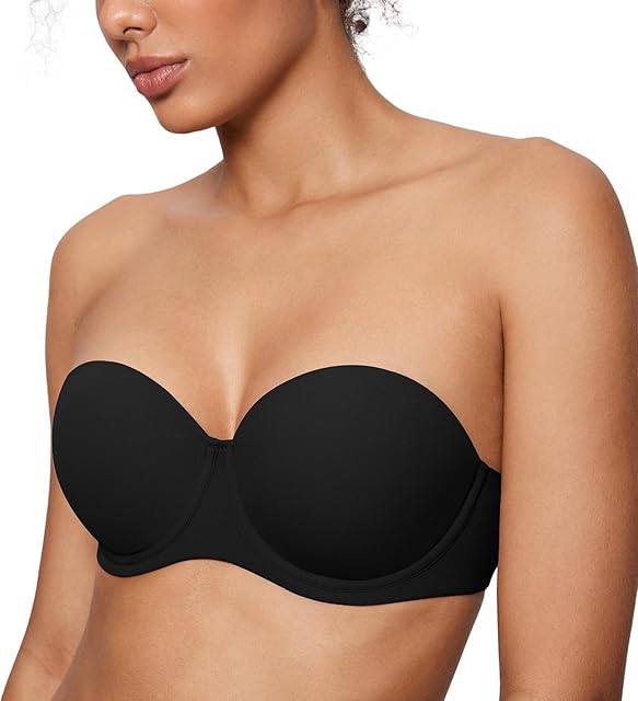 Women's Inbarely Plus Strapless Bra Full Coverage Lightly Lined Multiway Sexy Underwire Support Seamless Bras