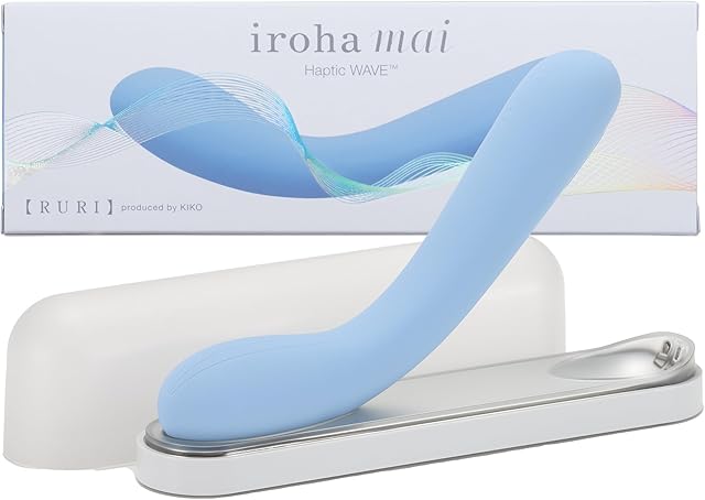 iroha mai RURI, Produced by Kiko Mizuhara, Haptic Wave Resonating Sound Vibrator for Women, Soft Touch Silicone Waterproof Rechargeable Vibrator, Blue