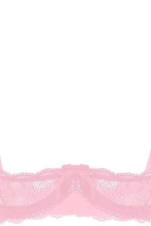 Women Sheer Lace Lingerie 1/4 Cups Push Up Bralette Sexy Bare Exposed Breast Balconette Tops