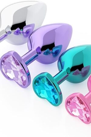 Anal Plug Beginner Set - 4 PCS Jewel Butt Plug Training Kit, Adult Anal Toys for Men, Women & Couples, Unisex Anal Trainer for Beginners to Advanced, P-Spot & Pleasure Enhancer