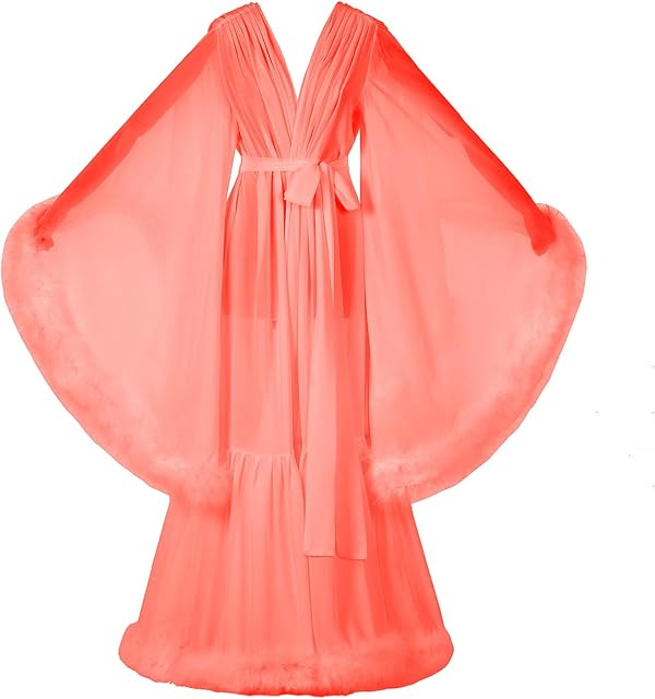 Women's Robe Nightgown Feather Bridal Robe Lingerie Bathrobe Old Hollywood Maternity Photoshoot robes for women