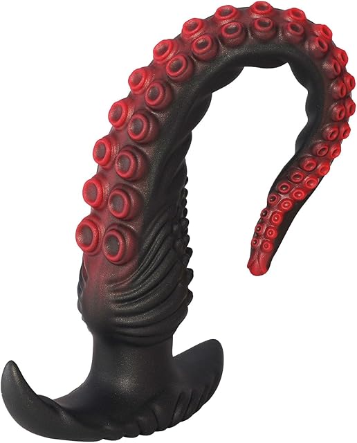 15.7in Long Dildo Monster,Black and Red Mix Silicone Long Anal Plug with T-Base,Tentacle Dildo Anal Sex Toys for Women Men Gay