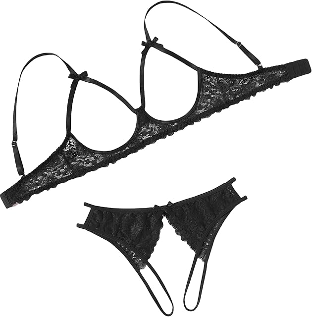 Women's Exotic Lingerie Sets Naughty 2 Pieces Bra Panty Set Sexy Cutout Lace Lingerie