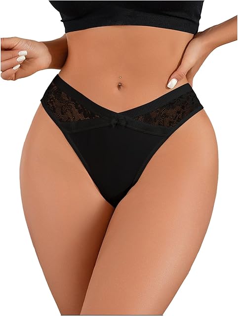 Women Sexy Lace Panties Cheeky Lingerie Briefs Underwear Mid Waist Daily Wear Panties
