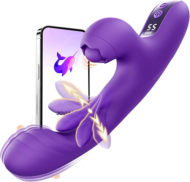 Flapping Vibrator G Spot Vibrator - 3 in 1 Rabbit Vibrator Women Sex Toys with 5 Flapping, Tapping & Vibrating Modes, Thrusting Female Vibrator Sex Toy LCD Display Adult Toys for Couples