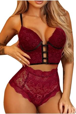 Women's Sexy Lingerie Set Bra and Panty Sets Everyday Bra Valentines Gift Floral Embroidery Babydoll Sheer Nightwear
