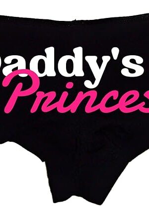 Daddys Princess Panties  Flirty Black Cotton Underwear for Women, Cute Boyshorts Gift with Pink Script S-3X