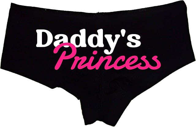 Daddys Princess Panties Flirty Black Cotton Underwear for Women, Cute Boyshorts Gift with Pink Script S-3X