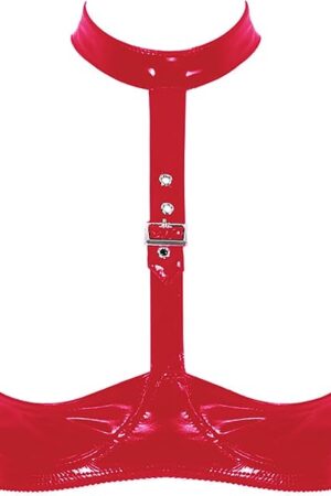 High Gloss Leather Sexy Neck Bra Leather Bra Adjustable Strap Underwear Sexy Lingerie for Women 2025
