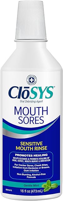 CloSYS Mouth Sore Mouthwash Cleanses and Heals Oral Sores and Canker Sores in Mouth Alcohol-Free Hydrogen Peroxide Mouthwash Non-Burning and Non-Irritating 16 oz