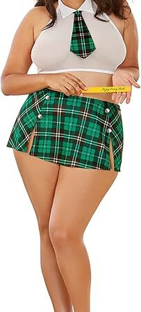 Women's Plus Size Schoolgirl Bedroom Costume Set