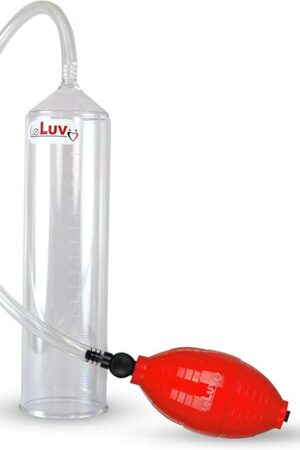 LeLuv Easyop 2.25 Inch by 9 Inch Cylinder Penis Pump Red Bgrip Ball Handle Clear Graduated Cylinder/Clear Collapse-Resistant Hose