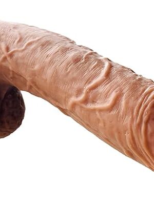 9 Inch Realistic Dildo Dual Density Liquid Silicone Cock with Strong Suction Cup,OIXGIRL Lifelike Penis Sex Toy Flexible Female G Spot Masturbation Toy with Curved Shaft and Balls
